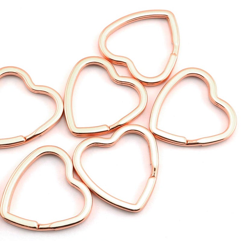 heyous 10pcs Creative Flat Key Split Ring Rose Gold DIY Metal Key Holder Keyring Keychain Hoop Loop Heart Shape - Image 2